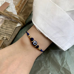 Turkish Evil Eye Bracelets For Women Men Handmade Woven Crystal Beads Demon Eyes Red Black Rope Chain Bracelet Couple Jewelry