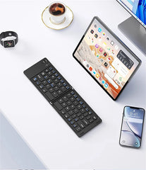 MINGCVIL Mini Foldable Wireless Keyboard Slim Portable Bluetooth Keyboard Rechargeable Folding Keyboard for IOS Windows Android
