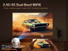 XBJ Mini  4K Home Theater Projector, Android WiFi 6 BT 5.0 Auto Keystone 360° Rotation Portable Video Projector for Outdoor Home