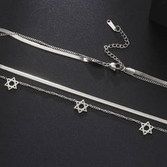 Lucktune Magen David Star Snake Chain Necklace for Women Stainless Steel Hexagram Pendant Necklace Choker Jewish Vintage Jewelry
