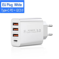 USB Type C Charger 60W PD Fast Charging Phone Charger QC3.0 Wall Power Adapter Travel Charger for iPhone Xiaomi Samsung Huawei
