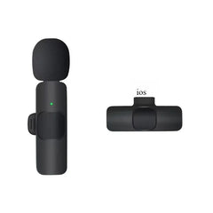 Basix Mini Wireless Lavalier Microphone Noise Cancelling for iPhone Android Cameras - Portable Wireless Mic for Live Interviews