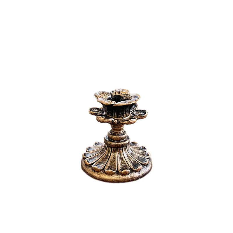 Vintage Taper Candle Holders - Antique Bronze Finish Resin Candle Sticks for Wedding, Dinner Party, Table Centerpiece Decor