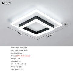 Square Acrylic  Ceiling Light Modern LED Ceiling Lamp,White 6500K LED Ceiling Lights for Bedroom Office Kitchen Living Room