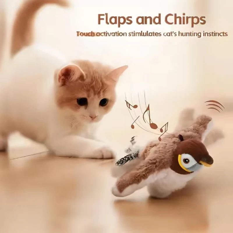 Hot Simulated Bird Cat Toy Interactive Toys Dog Rechargeable Chirping Flapping Bird(no Flying) Touch Activated Plush Pet Toy Pet Shop