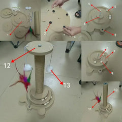 Pet Cat Toy Cat Turntable Funny Cat Stick Balls Durable Sisal Scratching Board Cat Supplies Cat Grab Column Pet Product