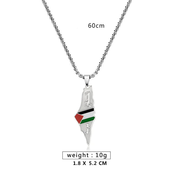 Al-Aqsa Islamic Mosque Pendant Necklace Geometric Map Chain Jewelry Gift Accessories for Women Men