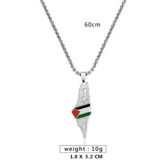 Al-Aqsa Islamic Mosque Pendant Necklace Geometric Map Chain Jewelry Gift Accessories for Women Men
