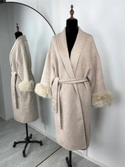 Tossy Fox Fur Wool Short Coat – Elegant Double-Sided Women Jacket