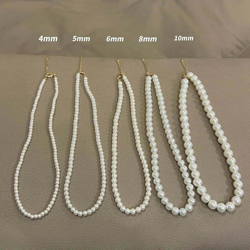 Vintage White Imitation Pearl Chain Choker Necklace for Women 2025 New Trendy Temperament Beaded Necklace Wedding Jewelry Gift