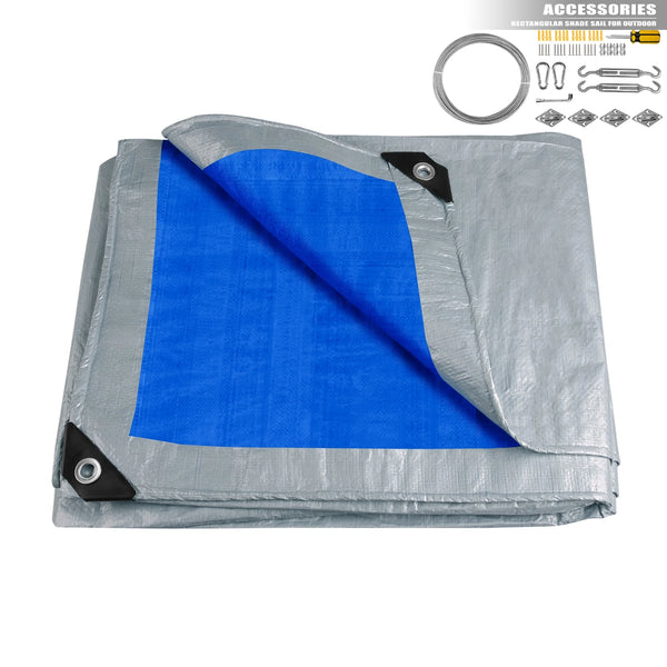 Large PE Tarpaulin Waterproof Tarp Sheet Cover with Reinforced Grommets Rainproof Tarps for Pool Caravan Garden Furniture Covers