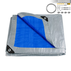Large PE Tarpaulin Waterproof Tarp Sheet Cover with Reinforced Grommets Rainproof Tarps for Pool Caravan Garden Furniture Covers