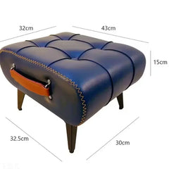 PU Leather Small Ottoman Foot Stool with Wood Legs
