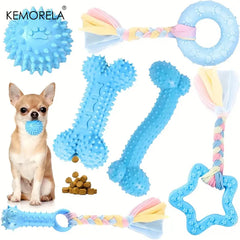 6 PCS Dog Chew Toys For Cleaning Teeth  Soft Rubber Bone Funny Ball Interactive Donut Treat Set For Small Medium Dogs Pet Gifts Pet Shop