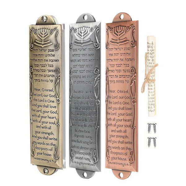Hand Painted Door Mezuzah Ornament with Screw Zinc Alloy Jewish Mezuzah Case Cover Delicate Embellished Door Wall Hanukkah Decor