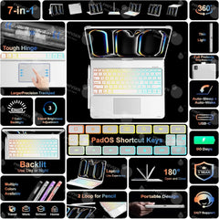 360° Magic Keyboard Case For iPad Air 11 13 M2 M3 2025 Air 4 5 10.9 For iPad Pro 11 12.9 13 10th Gen 11th A16 10.2 7/8/9th Folio