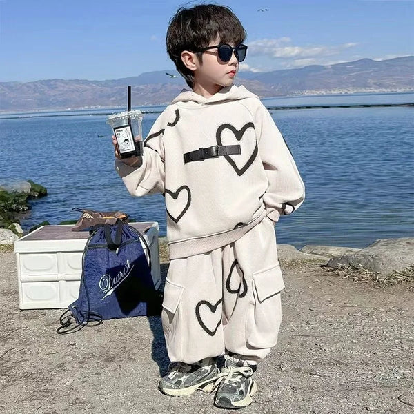Boys' High-quality Coat +pants 2-piece Set 2025 New Products for Children's Holiday Performance Clothing Fashionable Sweatshirts