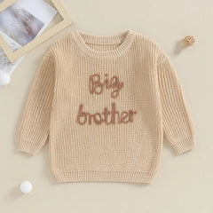 1-5years Toddler Boys Autumn Winter Sweater Long Sleeve Letter Embroidery Pullover Knitwear