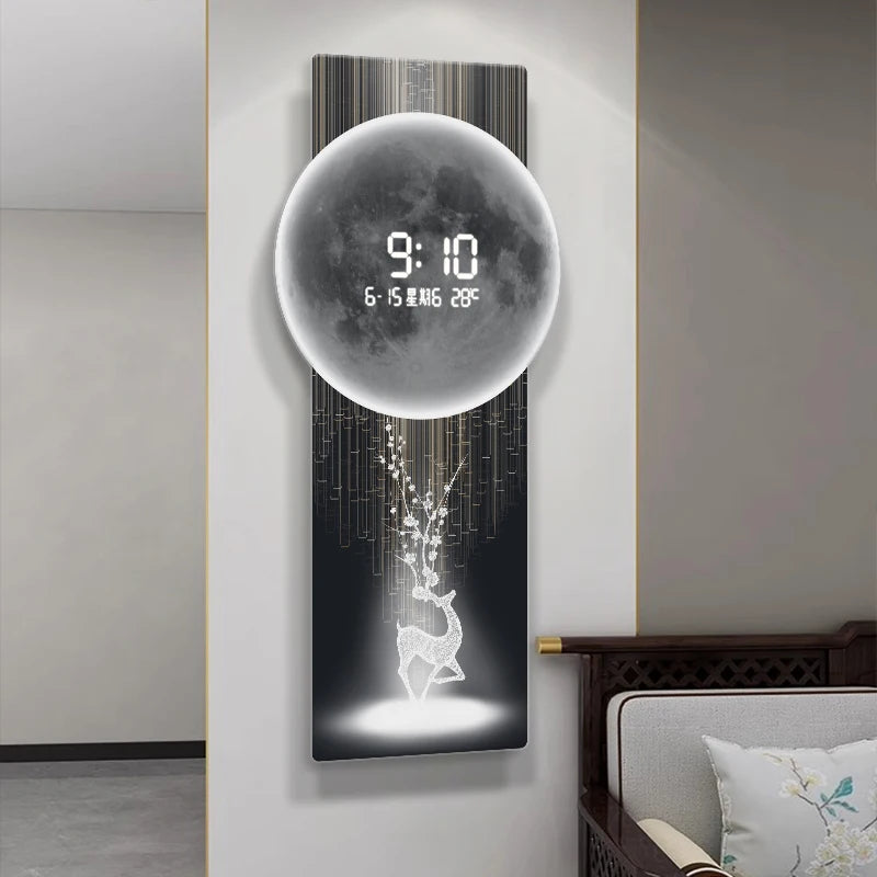 Wall clock, living room entrance decoration painting, electronic clock, digital display creative LED, wall mounted clock Home Decor