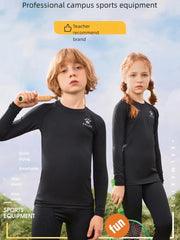 Kelme Children's Tights Suit Men And Girls Sports Training Clothing Breathable Soccer Fitness Bottoming T-shirt Kids Warm Sports