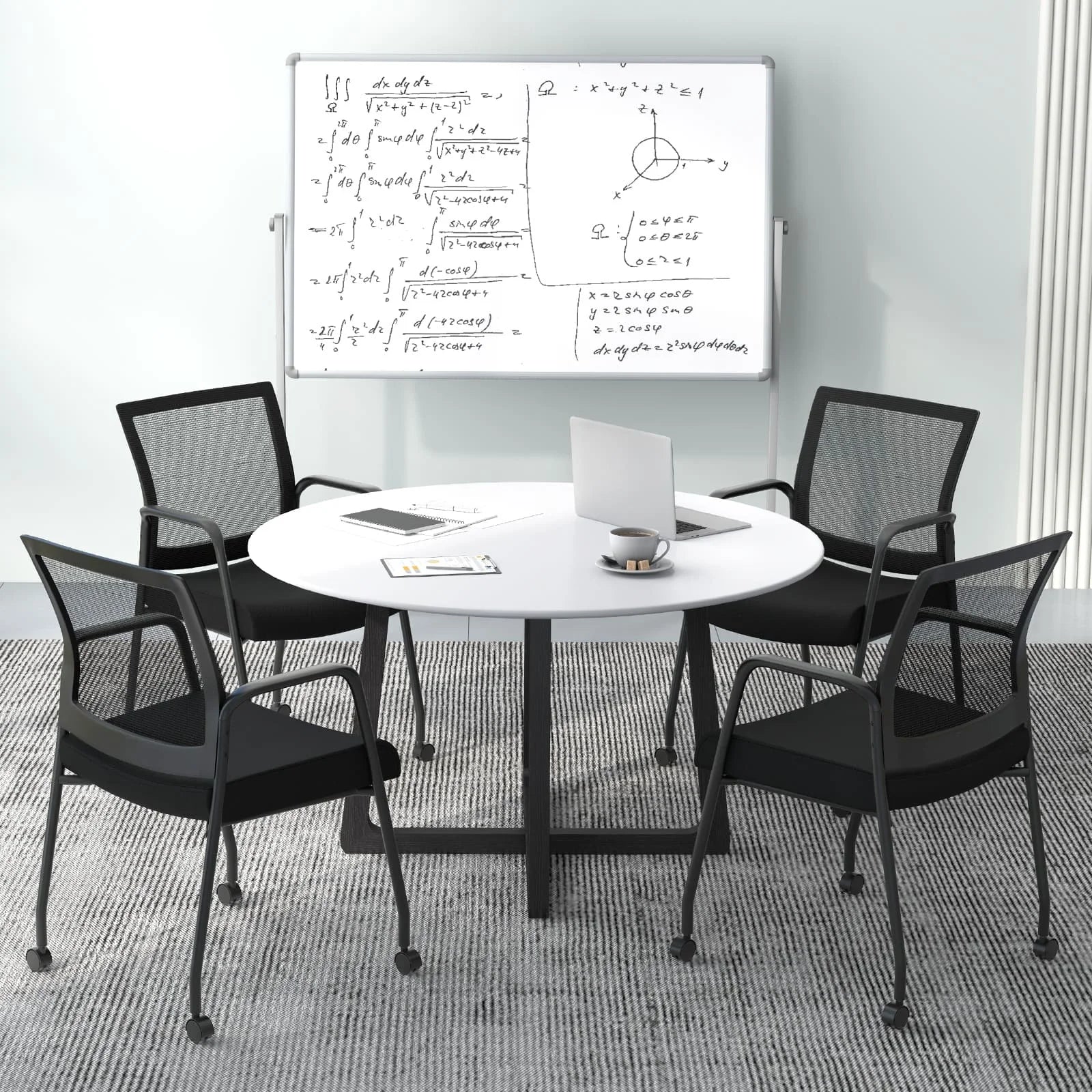 GOFLAME 2Pcs Office Chairs Meeting Room Conference Chair on Wheels Office Furniture