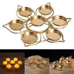 Butter Lamp Holder Seven-star Candlestick Buddhist Lotus Metal Candlestick for Buddha Lamp Metal Gold