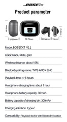 BOSECXT V11 TWS Wireless Earphones Touch Screen Digital Display Bluetooth Headset In Ear ANC Noise Reduction Headphone With Mic