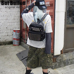 Women Gothic Punk Spicy Y2k Girl Retro Vintage rivet hardware Bag Large Letter PU leather Shoulders Baghere Backpack