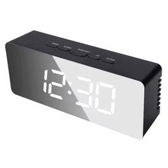 White LED Mirror Digital Alarm Clock – USB Desk Night Light