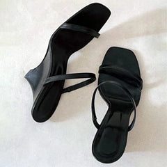 Sexy Wedge Heeled Sandals Women Fashion Slingback Slide Women Summer Square Toe High Heels Party Dress Shoes Sandalias
