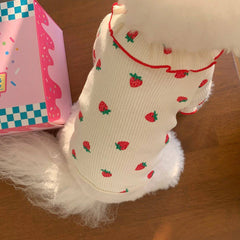 Strawberry Small Dog Clothes Summer Breathable Clothing for Cat Cute Dog Clothing for Small Dog Vest Ruffled Pet Shop Pet Clothing