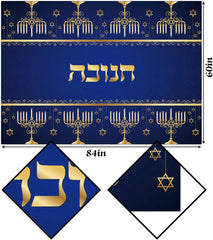 Hanukkah Menorah Rectangle Tablecloth Hebrew Jewish Chanukah Party Decor Star of David Table Cover Washable Kitchen Dining Table