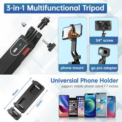 Ulanzi MA09 1.74m Selfie Stick Tripod for iPhone 17 15 Android Phone w Remote Control Panoramic Ball Head Holder U200 VL49 Kit