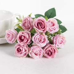 10 Heads Artificial Flowers Scrapbooking Silk Roses Wedding Party Bouquets Household Products Vases for Home Festival Decoration