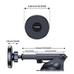 TOPK Magnetic Car Phone Holder Mount For Magsafe iPhone15 Pro Max Single-Hand Operation Metal Hook Magnetic Phone Holder for Car