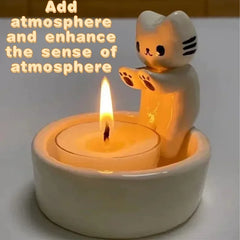 CreativeCandle Holder Cute Kitten Rabbit Cartoon Candle Decor