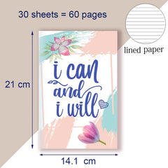 A5 Notebook Note Book Motivational Quote - I Can and I Will - Sketch Writing Blank Journal Success Notepad New Job Graduation