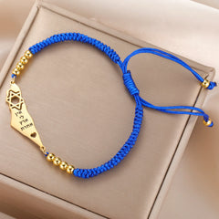 Dreamtimes Israel Mid-east Map Star of David Jewish Bracelet Hexagram Adjustable Rope Chain Women Bangle Stainless Steel Jewelry