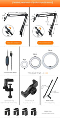 Live Stand Mobile Phone Professional Overhead Lighting Fixed Shooting Camera With Instructi Recording Video Selfie Stick
