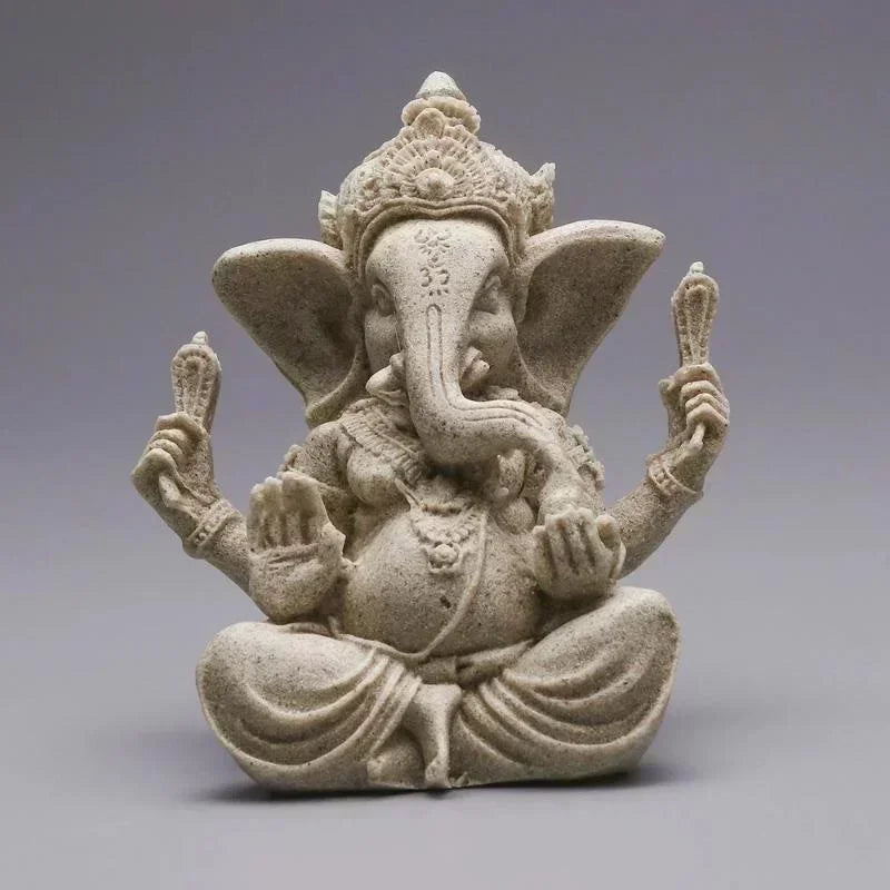 Sandstone Ganesha Buddha Elephant Statue Sculpture Handmade Figurine Miniatures Home Decoration Accessories Desk Crafts