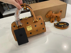 Genuine Leather Boston Aren Mini Pillow Tote Bag for Women
