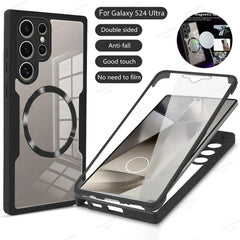 360° Full Shockproof Case for Samsung Galaxy S25 S24 S23 S22 S21 Ultra Plus FE Wireless Charging Transparent Cover