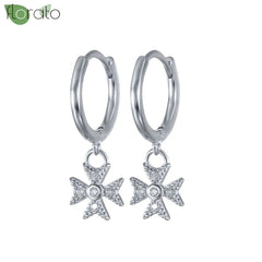 925 Sterling Silver Needle Fashion Cross Pendant Hoop Earrings for Women Vintage Gold Color Small Earrings Luxury Jewelry Gifts