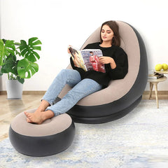 Inflatable Lazy Sofa Chair PVC Flocking Foldable Corner Sofa With  Lunch Lounge Chair Set Living Room Furniture