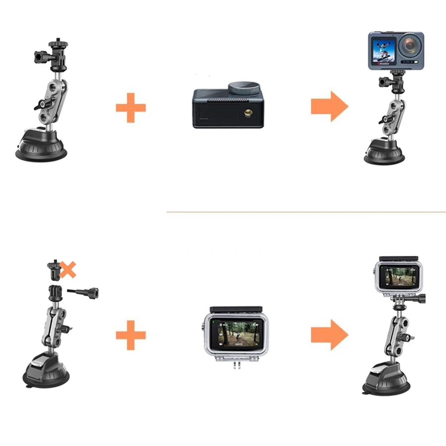 for Insta360 X4 X3 X2, Dashboard Quick-release Holder for Pocket 3 GoPro 12 11 10 9 8 Action 4 3 Powerful Suction Cup Car Mount