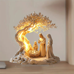2025 Desktop Decor Family Statue Jesus Tree Of Life Newborn Acrylic Flat Plate Desktop Decoration Ornaments For Home Decor