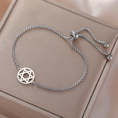 Dawapara Star of David Bracelet Jewish Prayer Judaica Hexagram Charm Protection Amulet Couple Gift Stainless Steel Jewelry