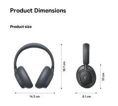 Baseus Bass EH10 NC Wireless Headphones Bluetooth 6.0 Noise Canceling 45dB Over Ear HeadsetSpatial Audio Earphone 80H Time