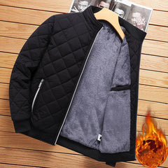 Men’s Diamond Pattern Fleece Bomber Jacket – Slim Fit