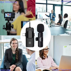 Basix Mini Wireless Lavalier Microphone Noise Cancelling for iPhone Android Cameras - Portable Wireless Mic for Live Interviews